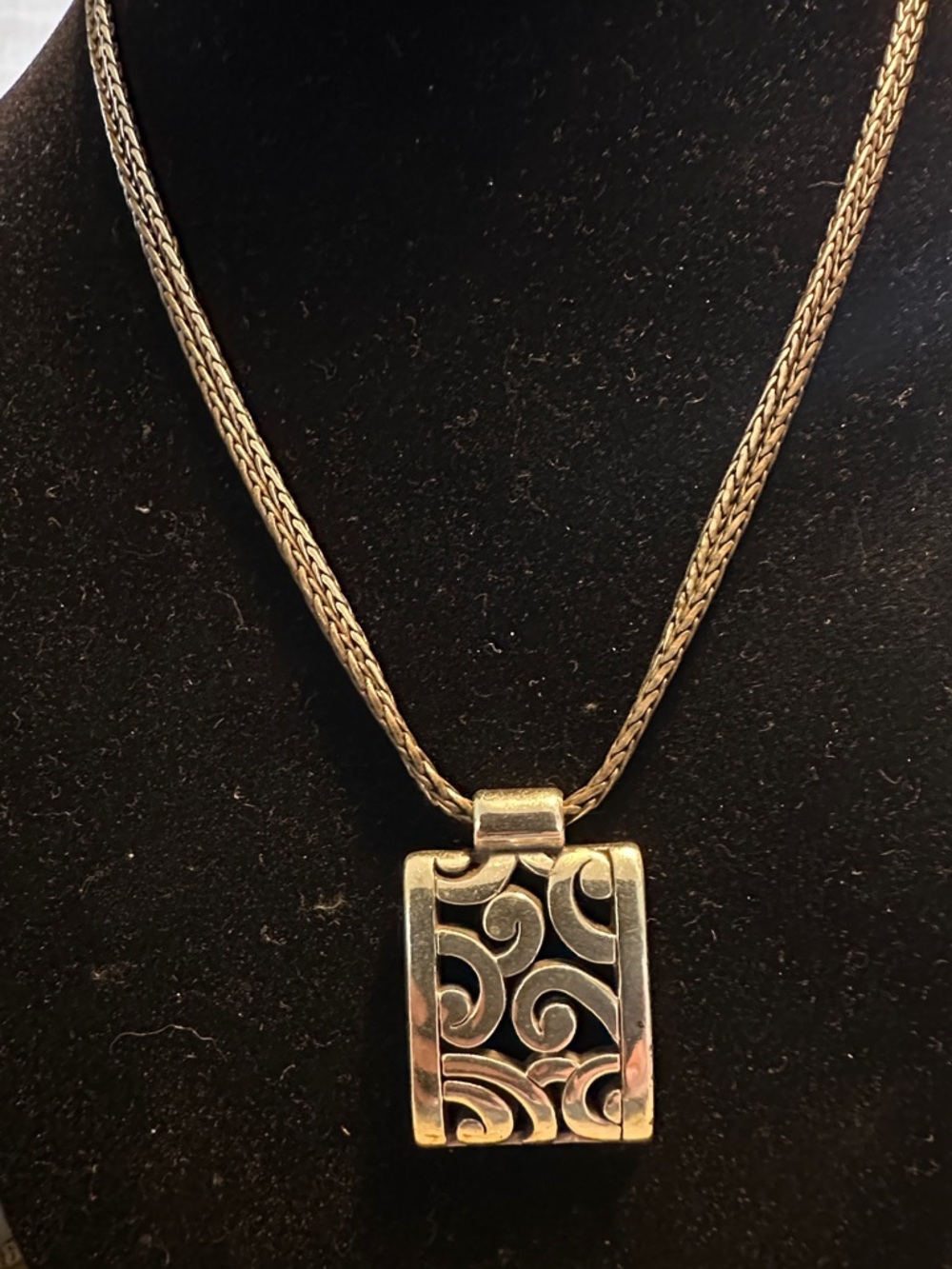 Brighton Gold-Tone Filigree Rectangular Pendant Necklace